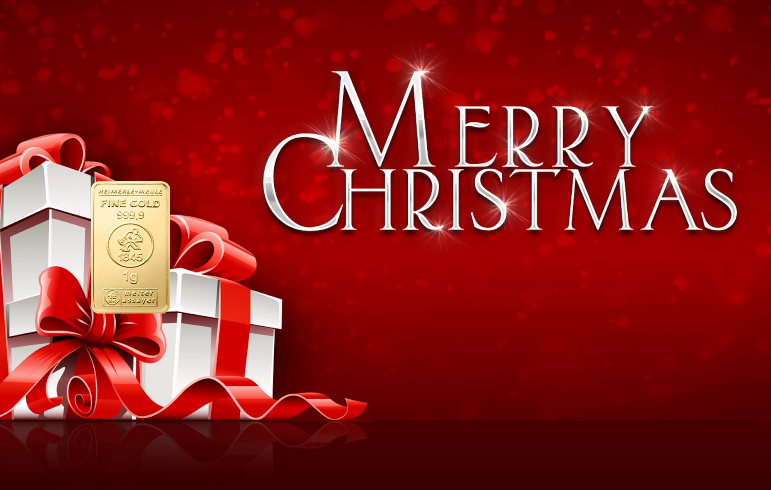 Merry Christmas Geschenkidee-Merry-Christmas-PVC-Karte-mit-Goldbarren-1Gramm