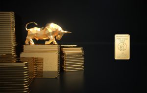 Geschenkidee-Stier-PVC-Karte-mit-Goldbarren-1Gramm